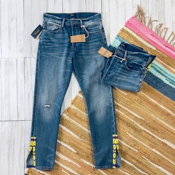 Polo by Ralph Lauren The Callen High Rise Slim Jean Beaded Split Hem - Picture 11 of 16